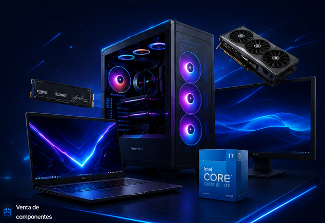 Computador gamer, notebook, monitor y componentes tecnológicos
